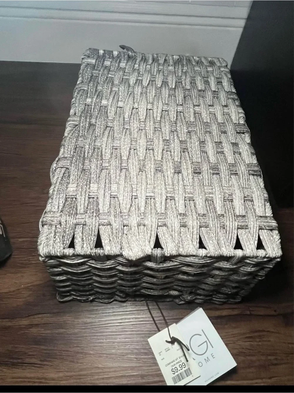 RGI Woven like Decorative Storage Basket in Gray indoor/outdoor. 14 W 9 1/2 D
